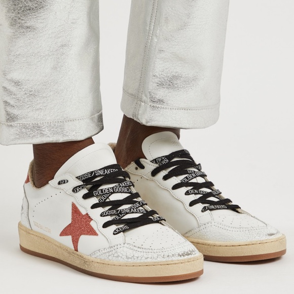 Golden Goose Ball Star Sneaker White Leather/Shiny Peach/Pink sz 35 New in Box - Picture 1 of 14